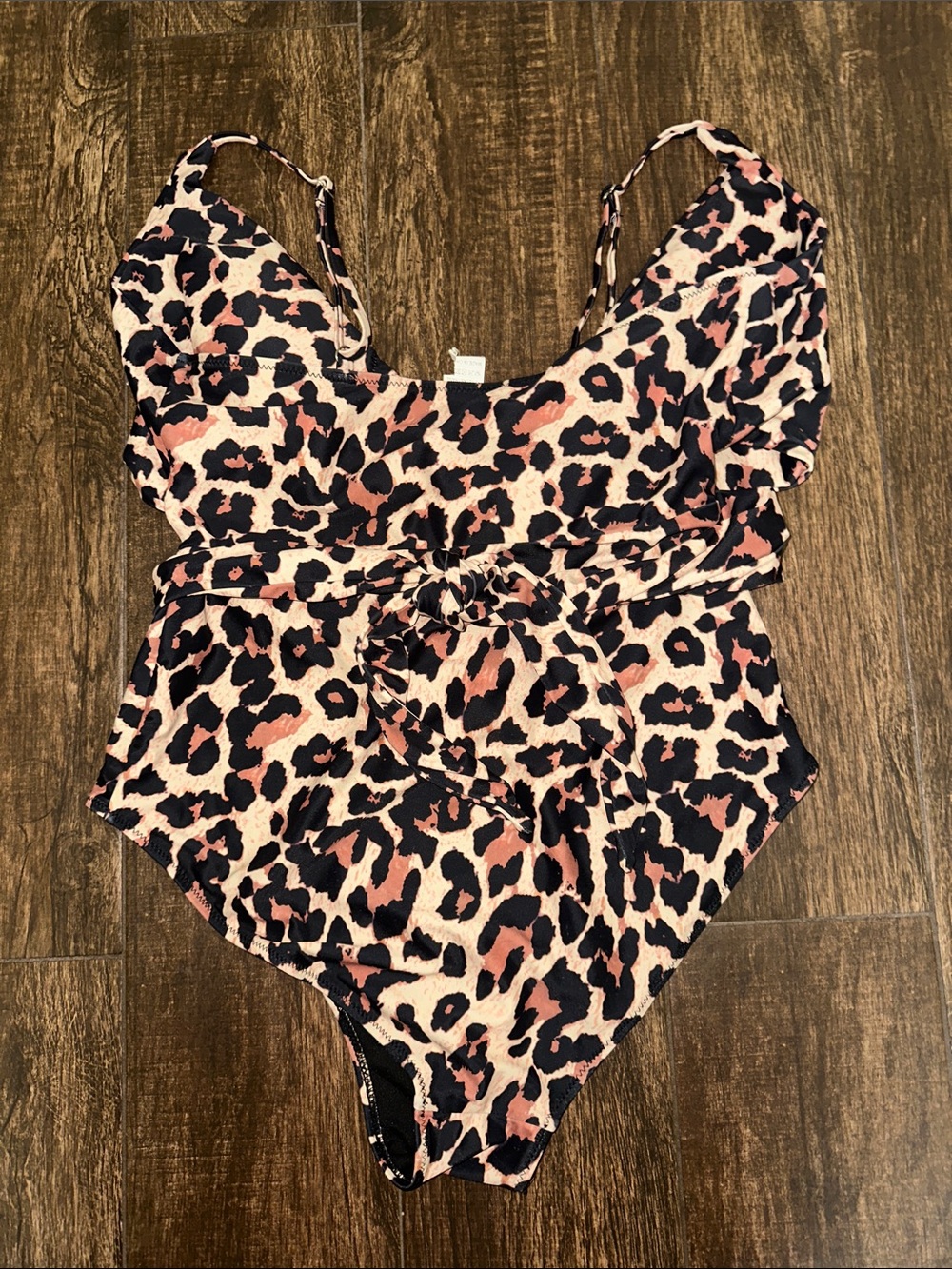 Leopard Print One Piece Swimsuit Women’s Large Cutout Wrap Tie Bathing Suit - Picture 5 of 5